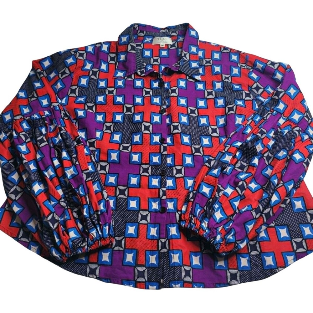 Tribe of Dumo African Print Women's Blouse Colorful 100% Cotton 4XL